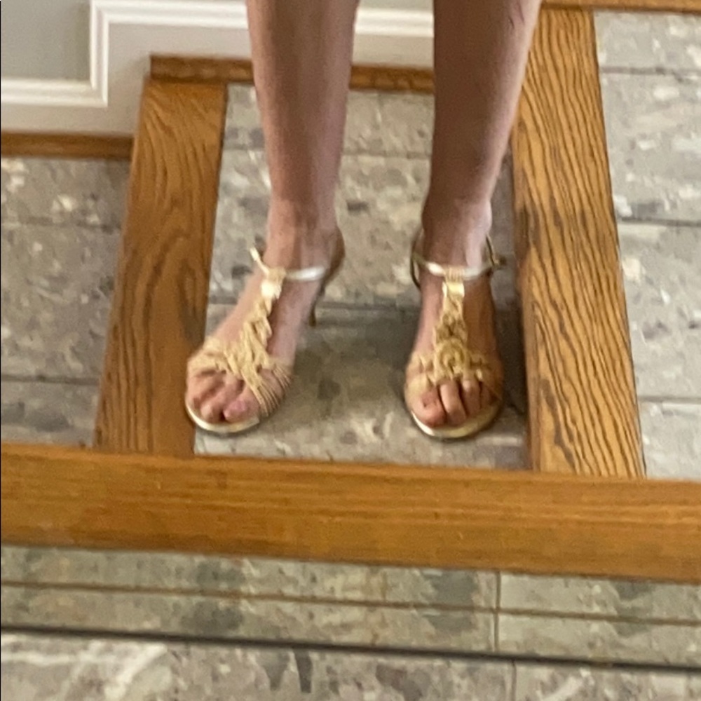 Stewart Weitzman gold rope sandals